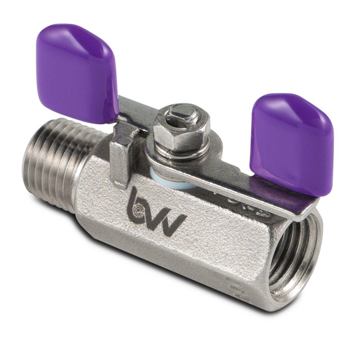 BVV™ 1/4" MNPT x 1/4" FNPT Stainless Steel Miniature Butterfly Handle Ball Valve -20 to 230C - BVV High Desert Scientific