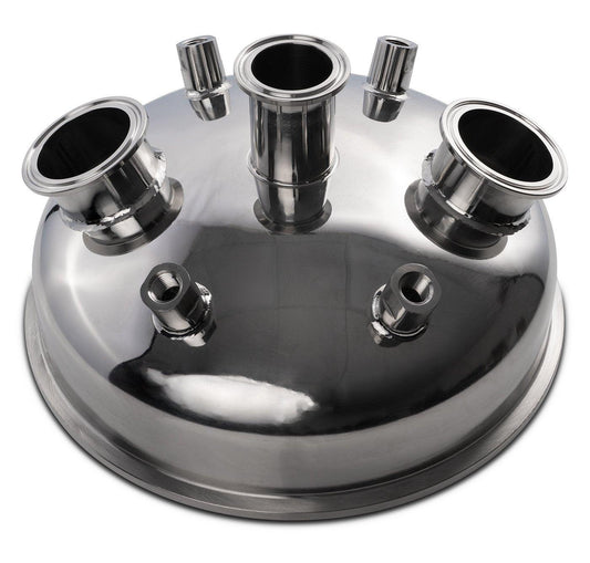 10" Tri-Clamp x (2) 2" Tri-Clamp x 1.5" Tri-Clamp x (4) 1/4" FNPT Hemispherical Lid - BVV High Desert Scientific