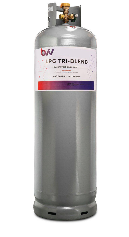 120LB DIPTUBE Tank High Purity USA 50/25/25% N-Butane/Iso-Butane/Propane TRI-Blend - 99.5% Guaranteed - BVV High Desert Scientific