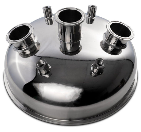 12" Tri-Clamp x (3) 2" Tri-Clamp x (4) 1/4" FNPT Hemispherical Lid - BVV High Desert Scientific