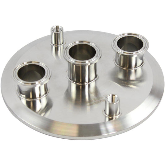 8" X (3) 1.5" X (2) 1/4" FNPT Tri-Clamp Endcap - BVV High Desert Scientific