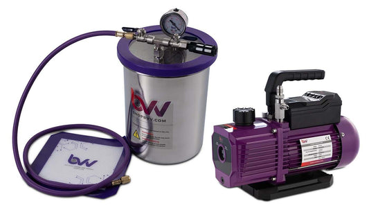 Best Value Vacs 1.5 Gallon Tall Stainless Steel Vacuum Chamber and V4D 4CFM Two Stage Vacuum Pump Kit - BVV High Desert Scientific