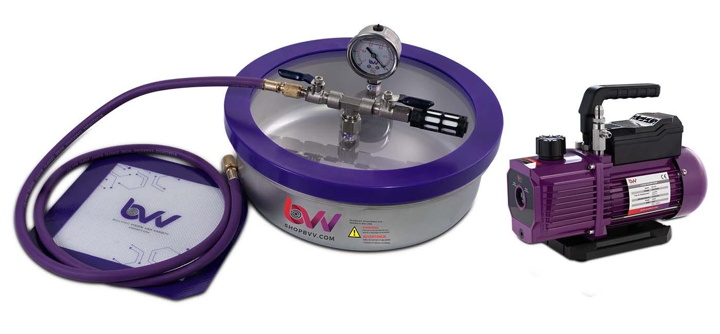 Best Value Vacs 1 Gallon Flat Stainless Steel Vacuum Chamber and V4D 4CFM Two Stage Vacuum Pump Kit - BVV High Desert Scientific