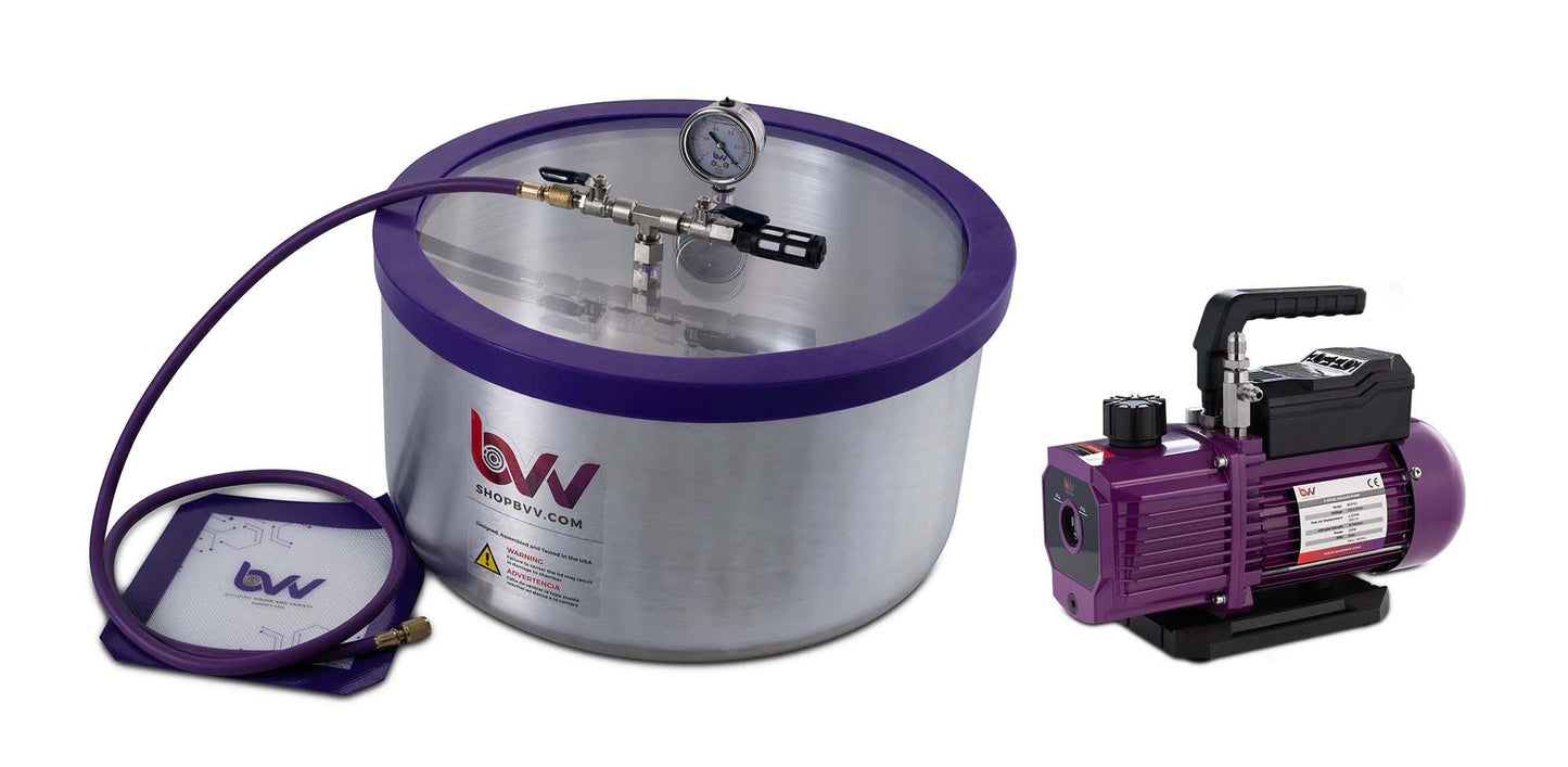 Best Value Vacs 7 Gallon Aluminum Vacuum Chamber and V9D 9CFM Two Stage Vacuum Pump Kit - BVV High Desert Scientific