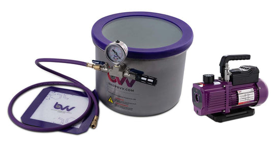 Glass Vac™ 3 Gallon Wide Stainless Steel Vacuum Chamber and V4D 4CFM Two Stage Vacuum Pump Kit - Glass Vac High Desert Scientific
