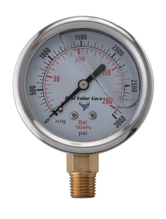 Oil Filled Vacuum/Pressure Gauge - Bottom Mount - 1/4" MNPT - BVV High Desert Scientific