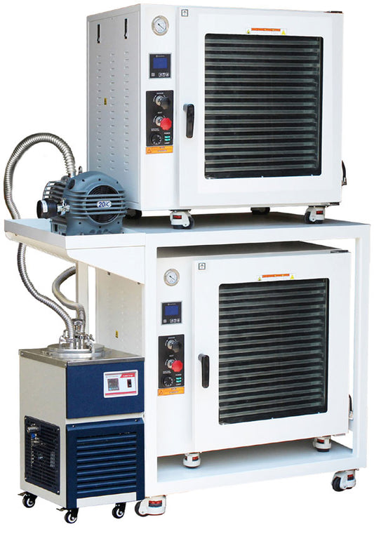 2x 7.5 CuFt Vacuum Oven Package with Mobile Cart, Cold Trap & Pump