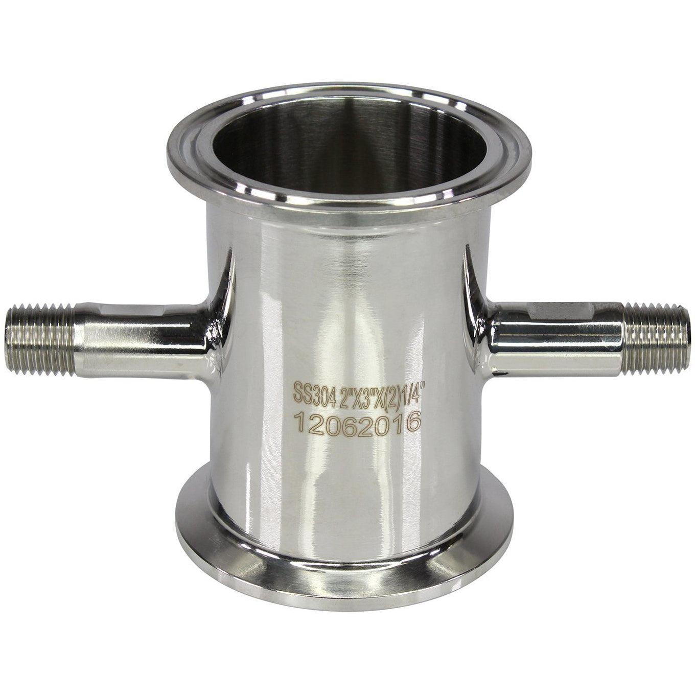 2" Tri-Clamp x 3" x (2) 1/4" MNPT - BVV High Desert Scientific