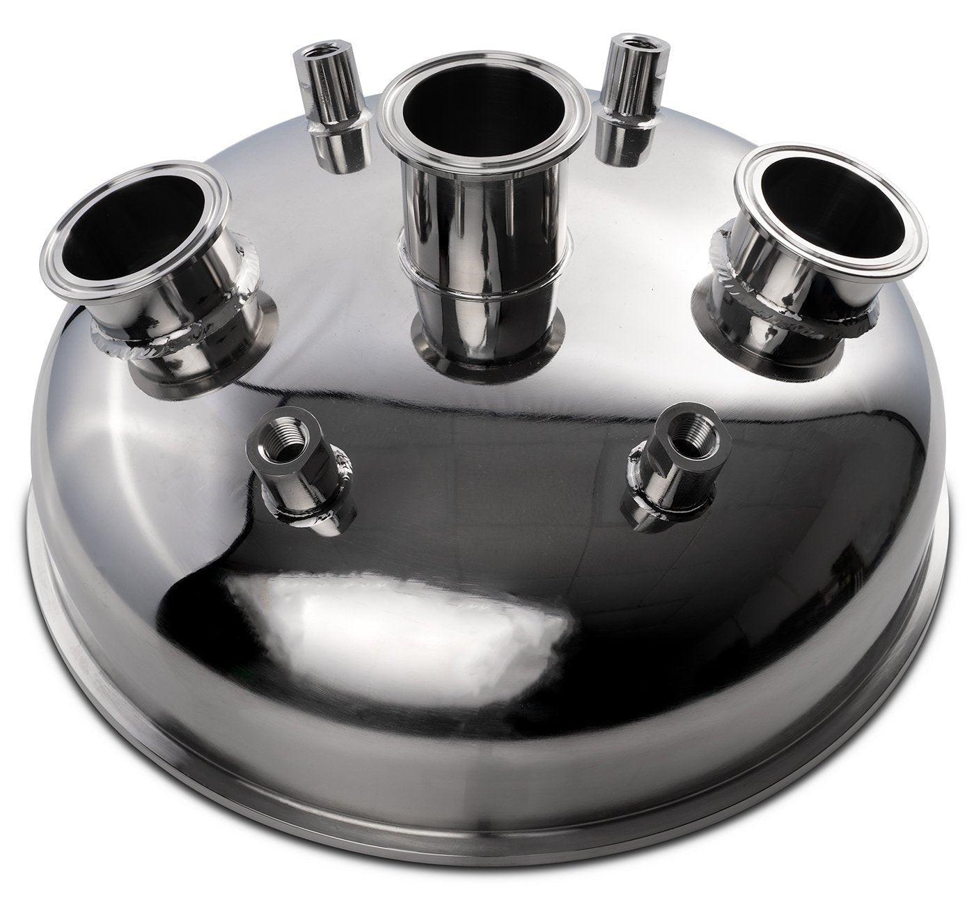 12" Tri-Clamp x (3) 2" Tri-Clamp x (4) 1/4" FNPT Hemispherical Lid - BVV High Desert Scientific