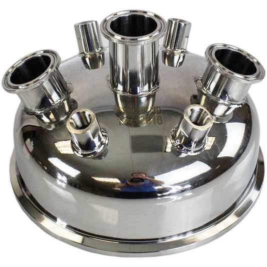 8" x (3) 1.5" Tri-Clamp x (4) 1/4" FNPT Hemispherical Lid - BVV High Desert Scientific