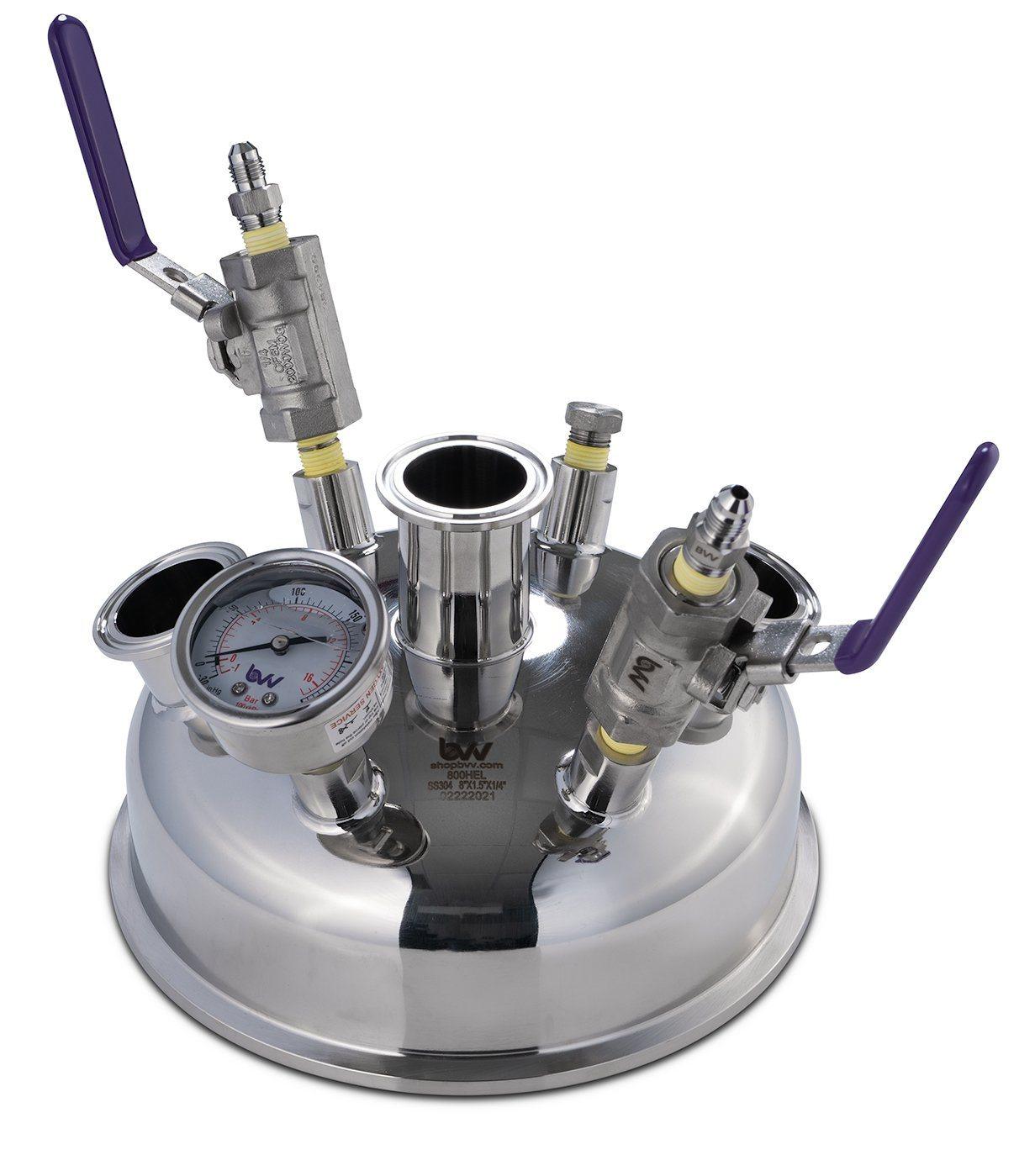 8" Pre-Built Hemispherical Lid with BVV 316SS Full Bore Valves - BVV High Desert Scientific