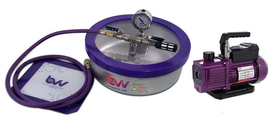 Best Value Vacs 1 Gallon Flat Stainless Steel Vacuum Chamber and V4D 4CFM Two Stage Vacuum Pump Kit - BVV High Desert Scientific