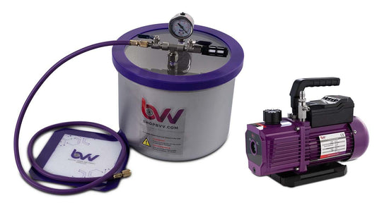 Best Value Vacs 3 Gallon Wide Stainless Steel Vacuum Chamber and V4D 4CFM Two Stage Vacuum Pump Kit - BVV High Desert Scientific