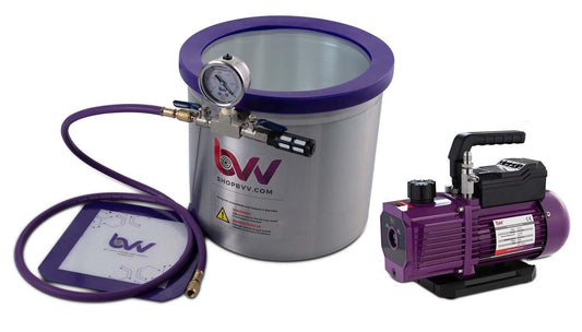 Glass Vac™ 5 Gallon Aluminum Vacuum Chamber and V4D 4CFM Two Stage Vacuum Pump Kit - Glass Vac High Desert Scientific