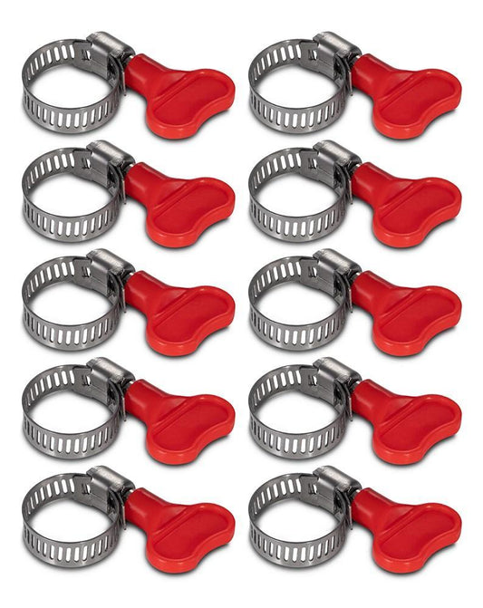 Adjustable Stainless Steel Hose Clamp with Red Butterfly Key - 10 Pack - BVV High Desert Scientific