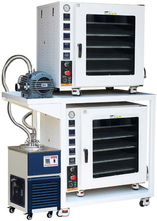 2x 7.5 CuFt Vacuum Oven Package with Mobile Cart, Cold Trap & Pump