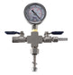 Valve Manifold - Cross with Hose Barb and Vacuum Gauge - BVV High Desert Scientific