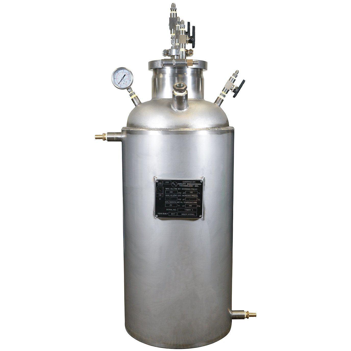 ASME Certified 50L Jacketed Solvent Tank 304L with Diptube - BVV High Desert Scientific