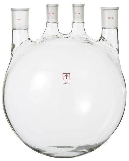 Ai 24/40 34/45 Heavy Wall 10L Round Bottom 4-Neck Flask - Across International High Desert Scientific