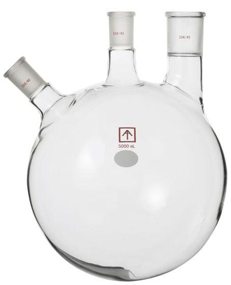 Ai 24/40 34/45 Heavy Wall 5L Round Bottom 3-Neck Flask - Across International High Desert Scientific